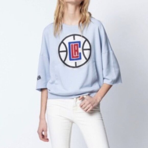 Zadig & Voltaire NBA Limited Edition sparkly Clippers sweatshirt short sleeves S - Picture 1 of 11